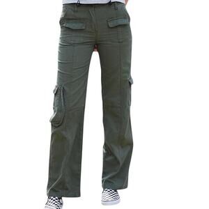 Brandy Melville OS Kim cinch waist Army green cargo pant P 3097